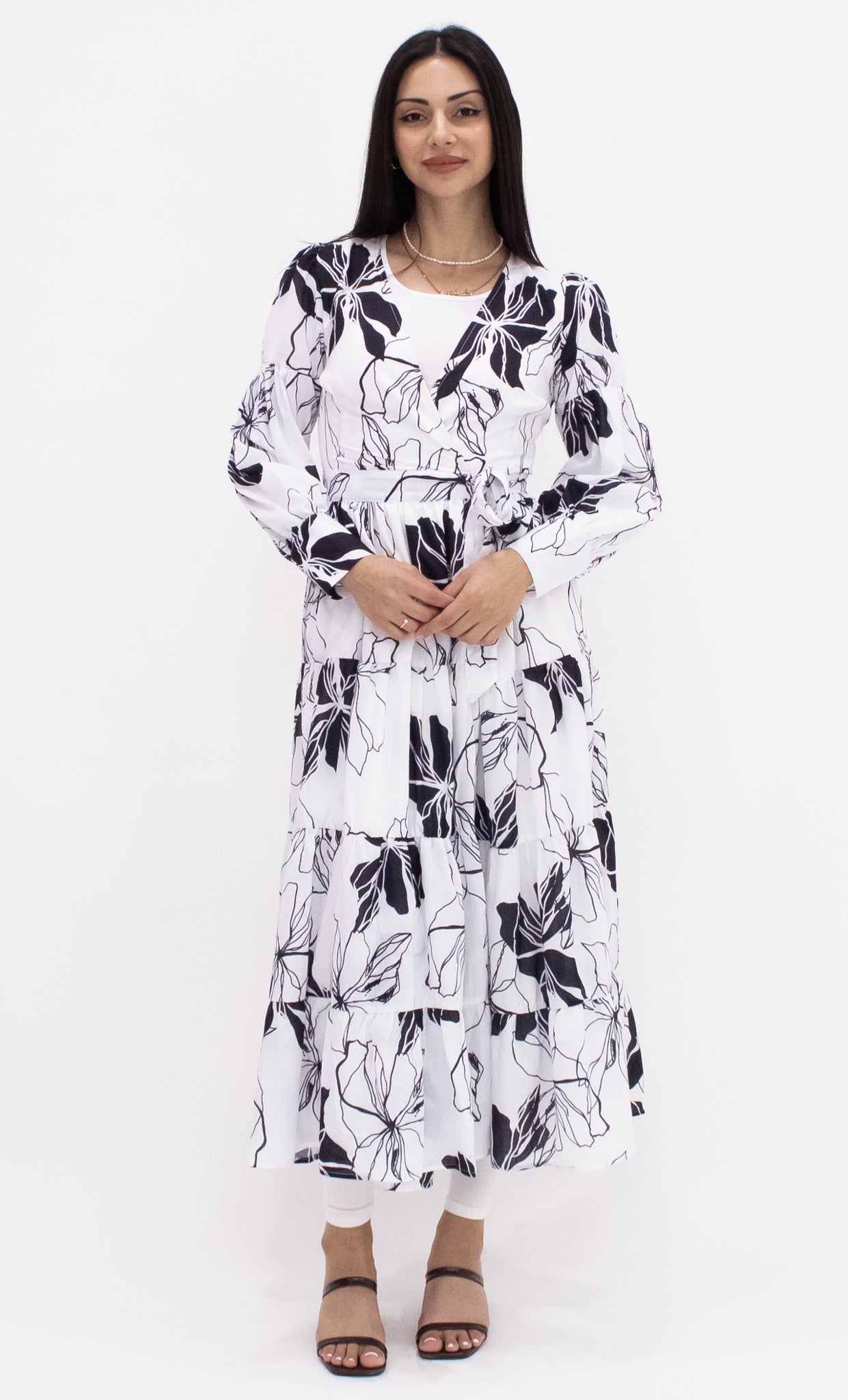 Black & White Wrap Dress