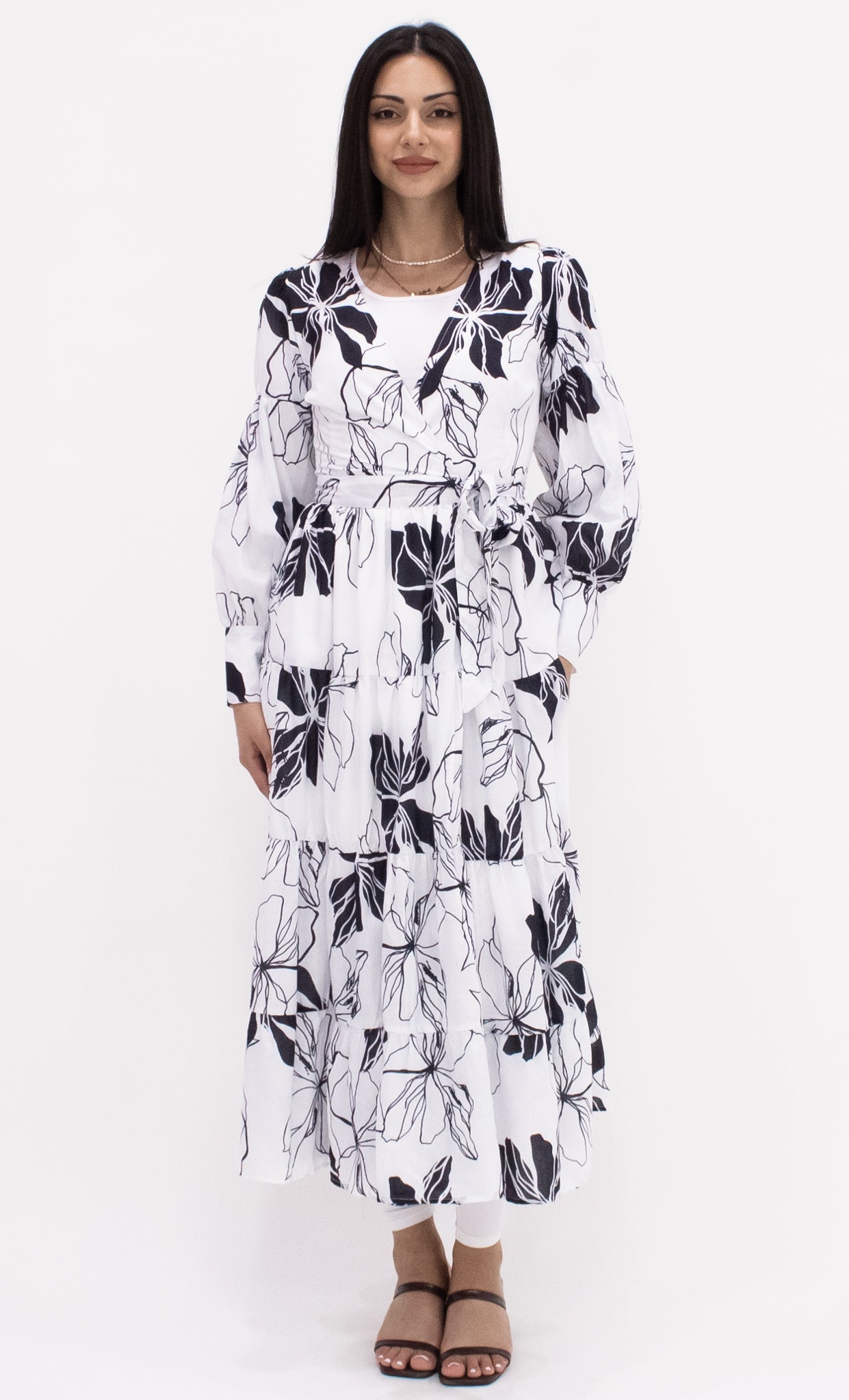 Black & White Wrap Dress
