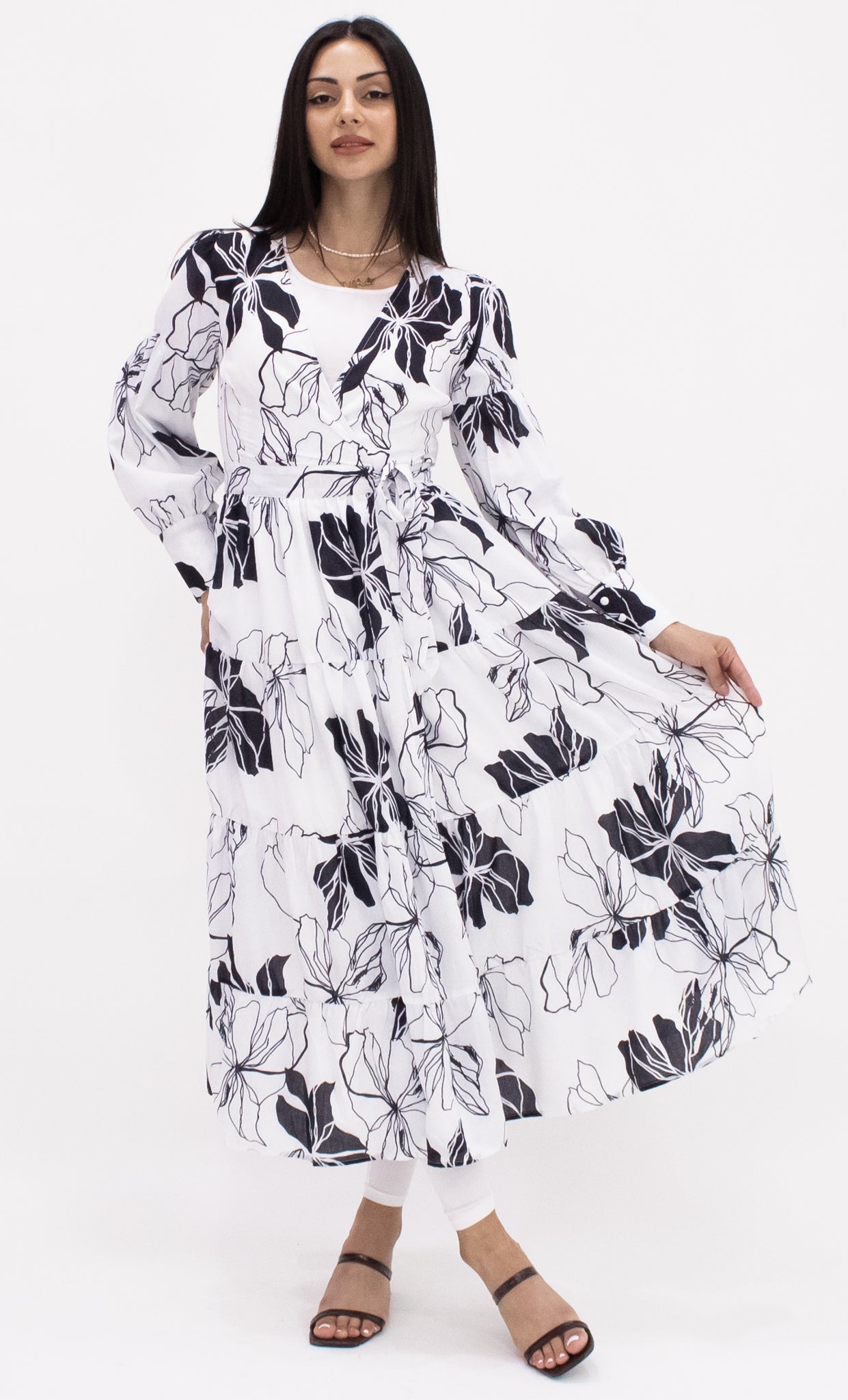 Black & White Wrap Dress