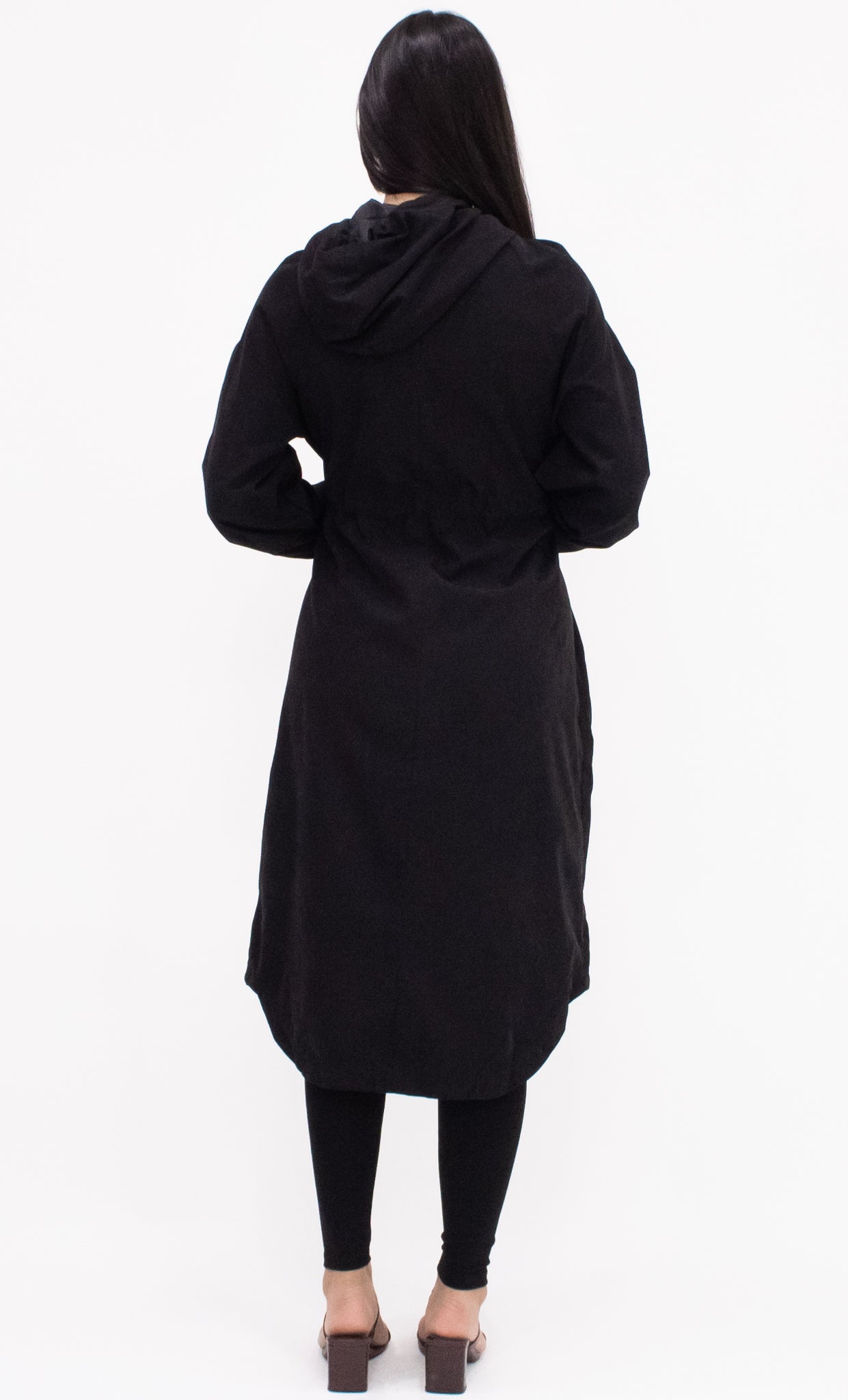 Drawstring Hooded Jacket - Black