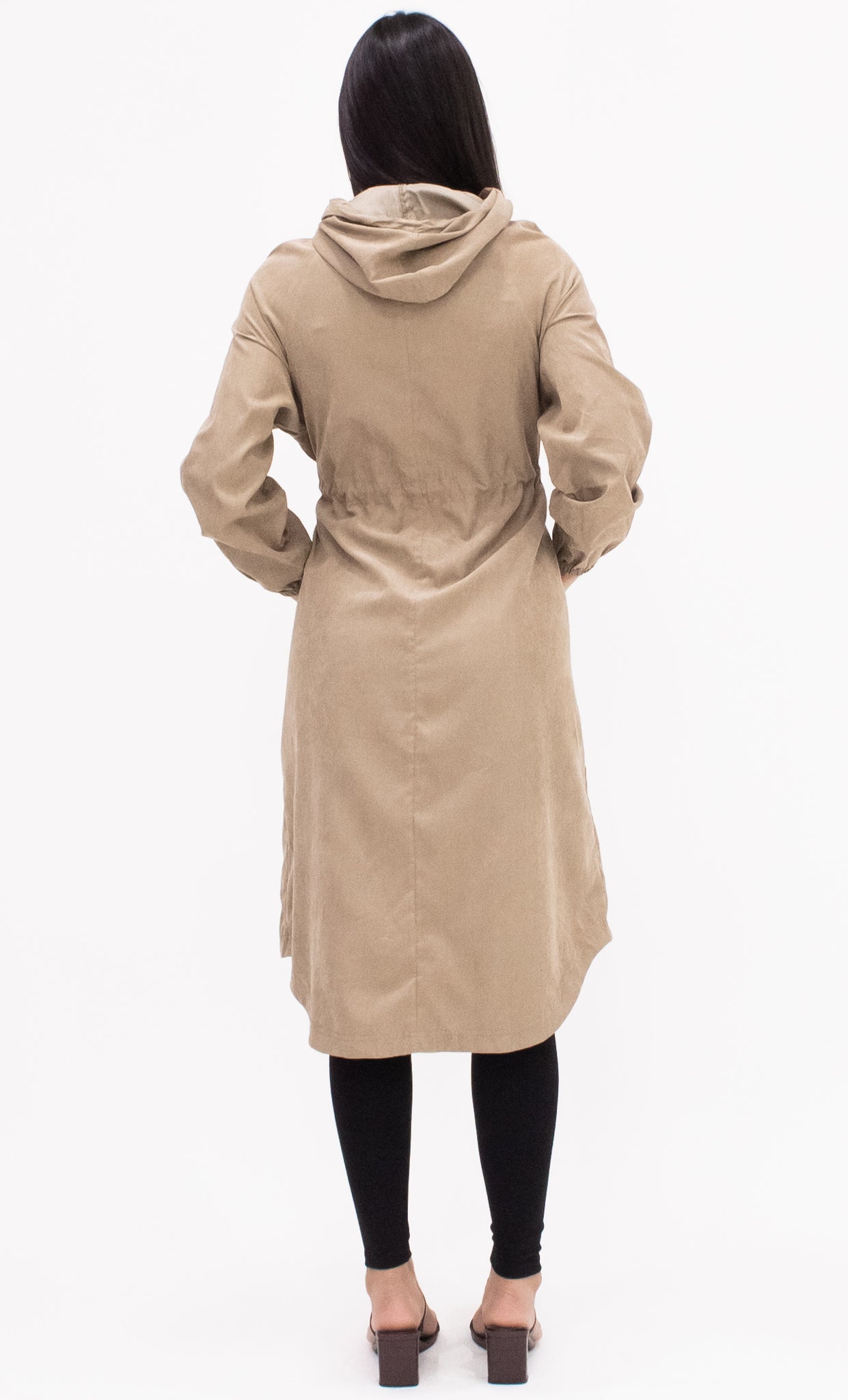 Drawstring Hooded Jacket - Taupe