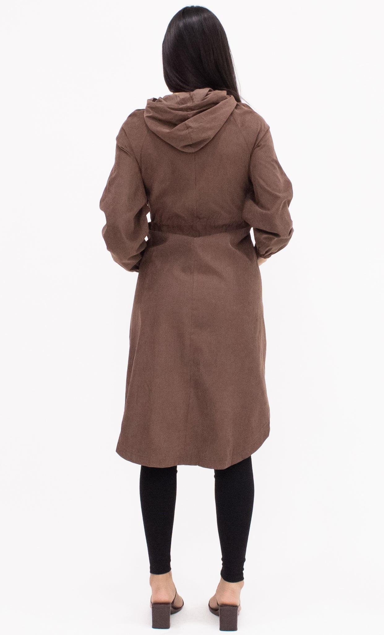 Drawstring Hooded Jacket - Brown