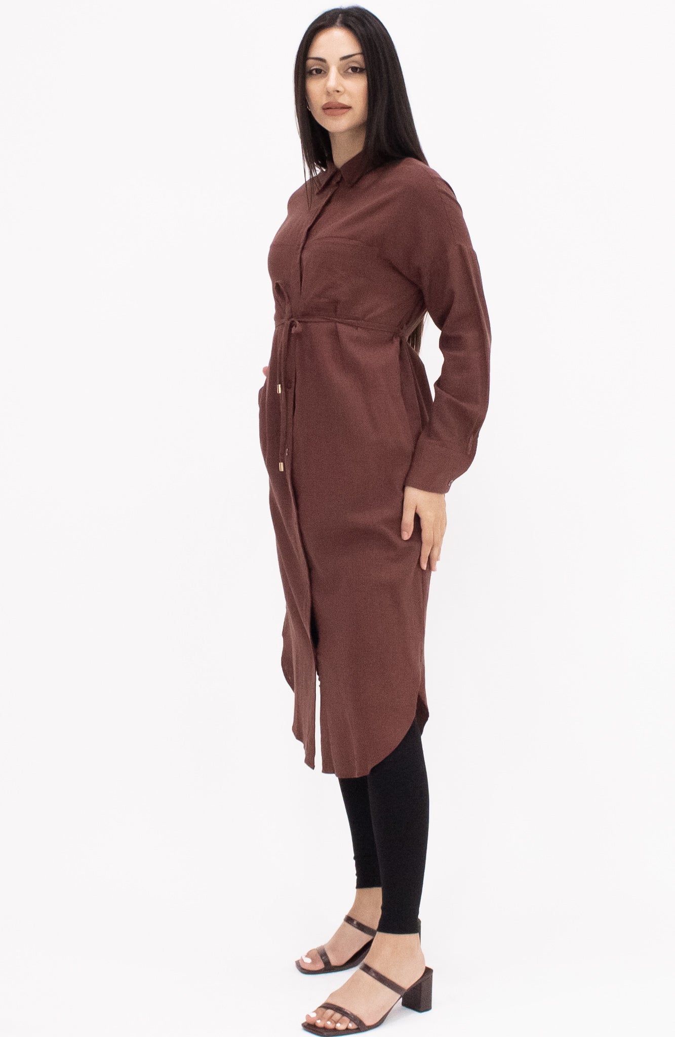 Alana Linen Top - Brown