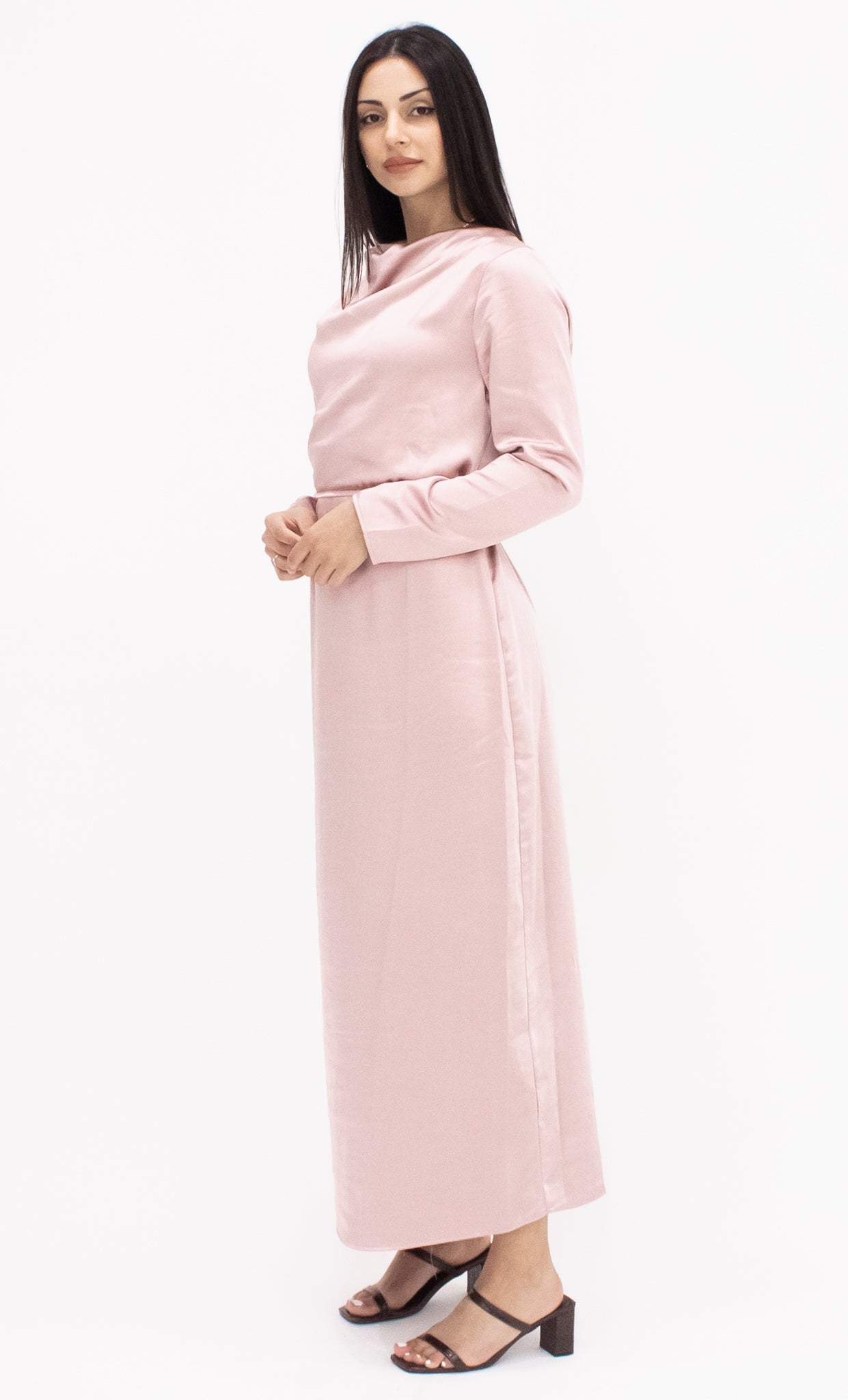 Sofie Satin Dress - Blush