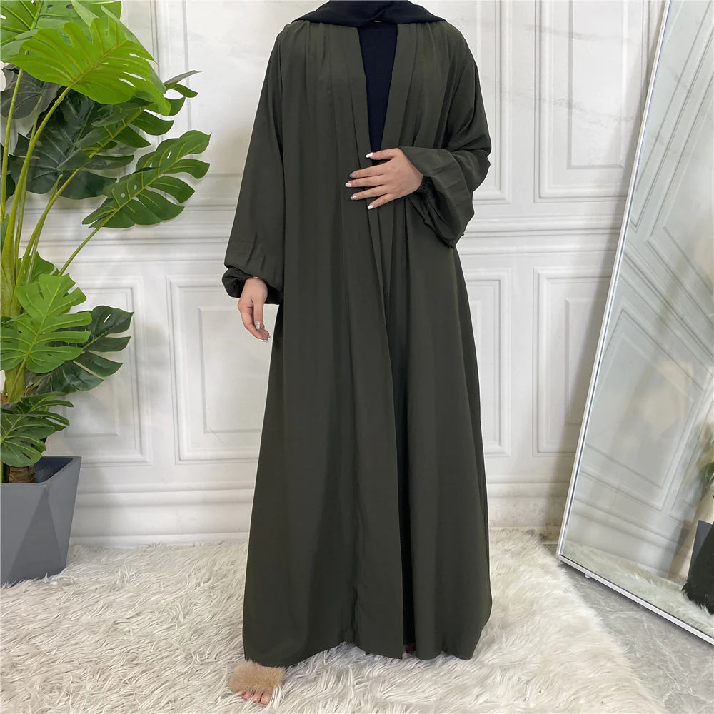 Luxe Open Abaya - Khaki