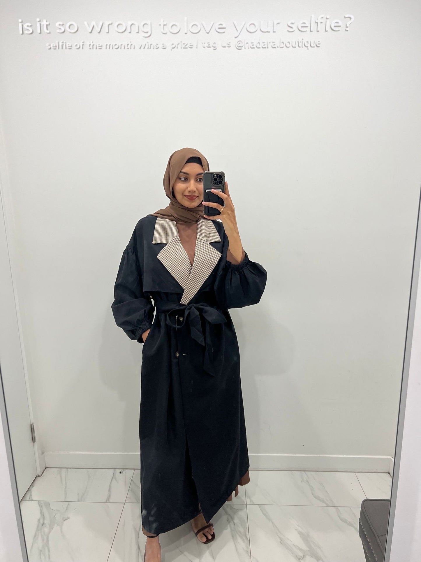 Checkered Coat - Black