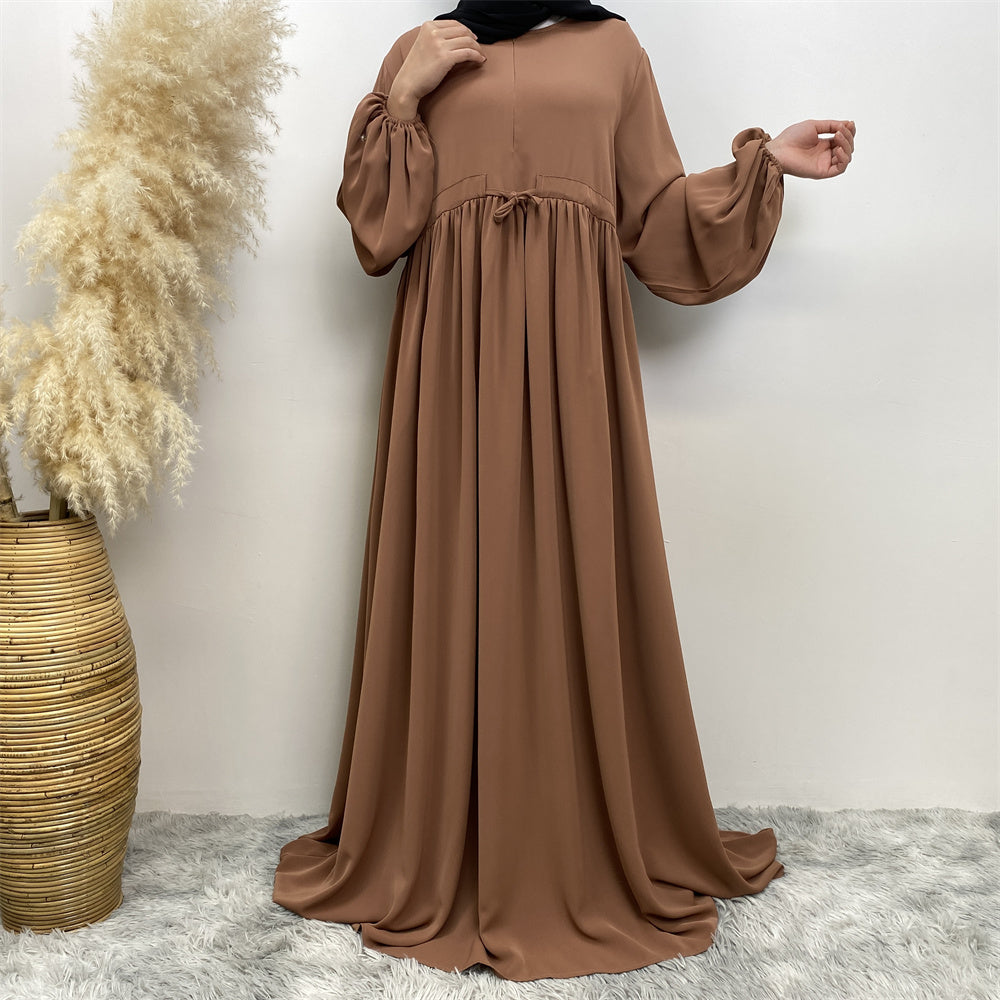 Drawstring Abaya - Tan