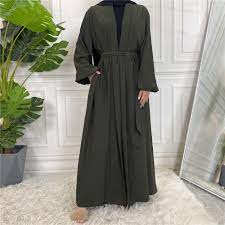 Luxe Open Abaya - Khaki