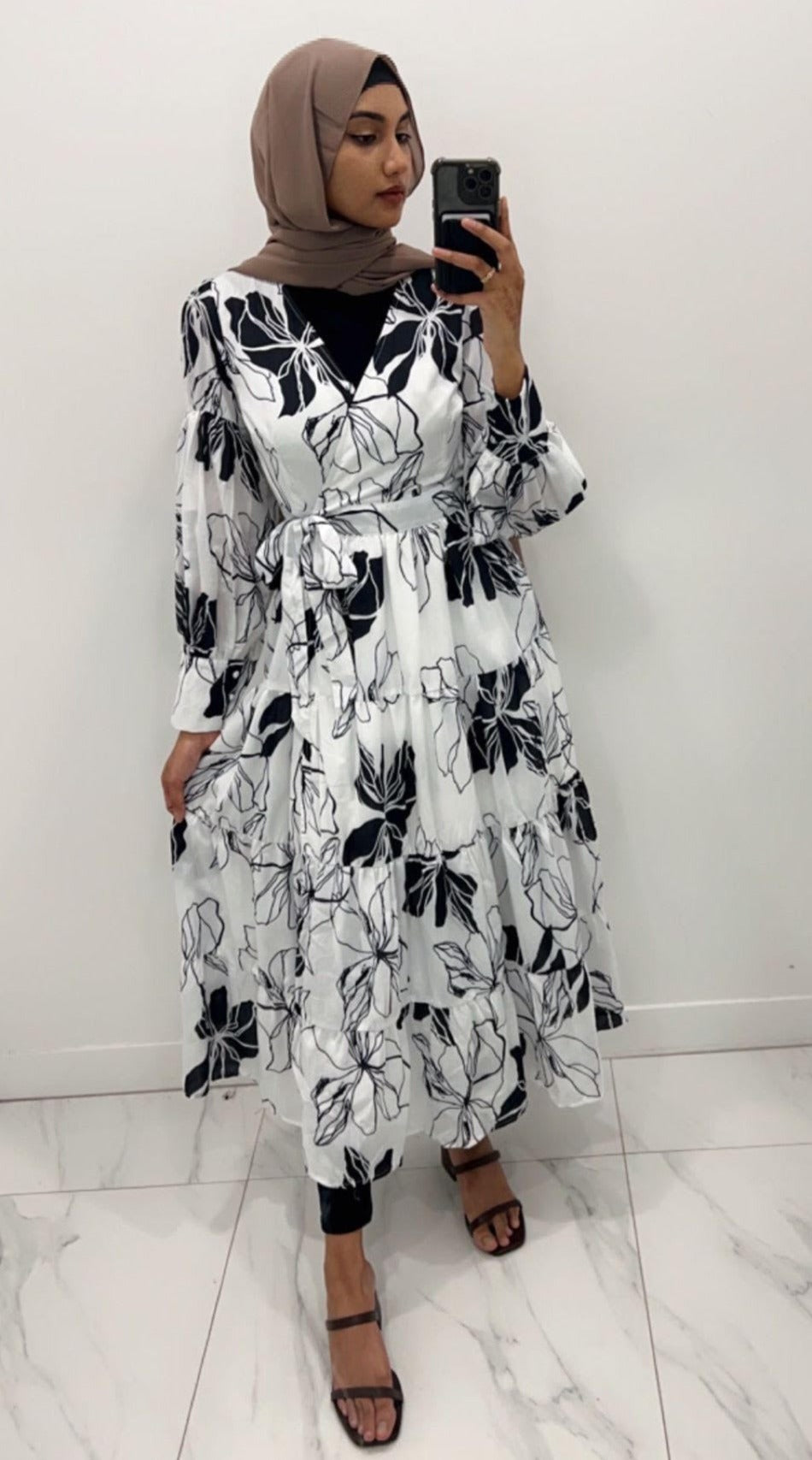 Black & White Wrap Dress