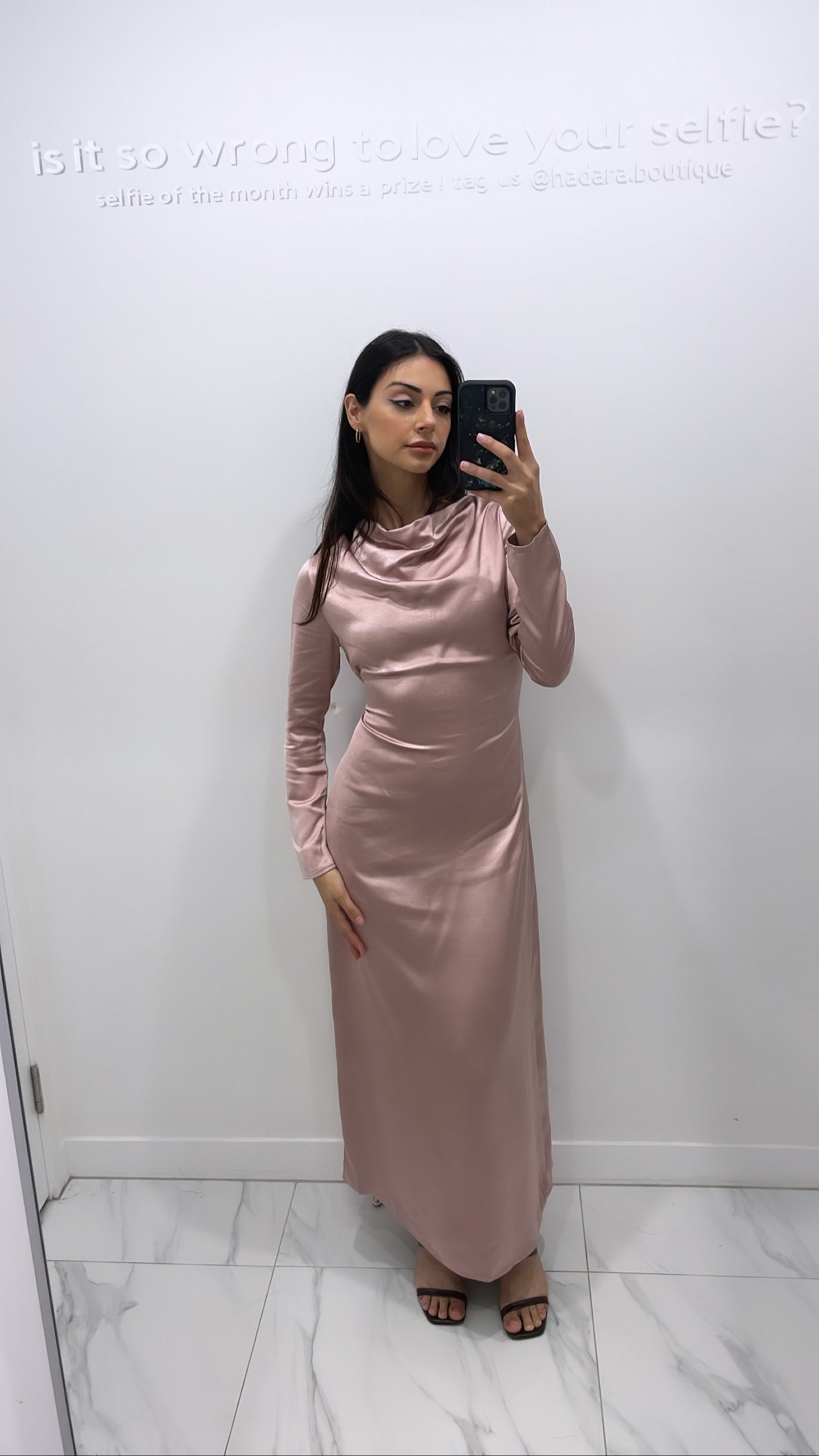 Sofie Satin Dress - Blush