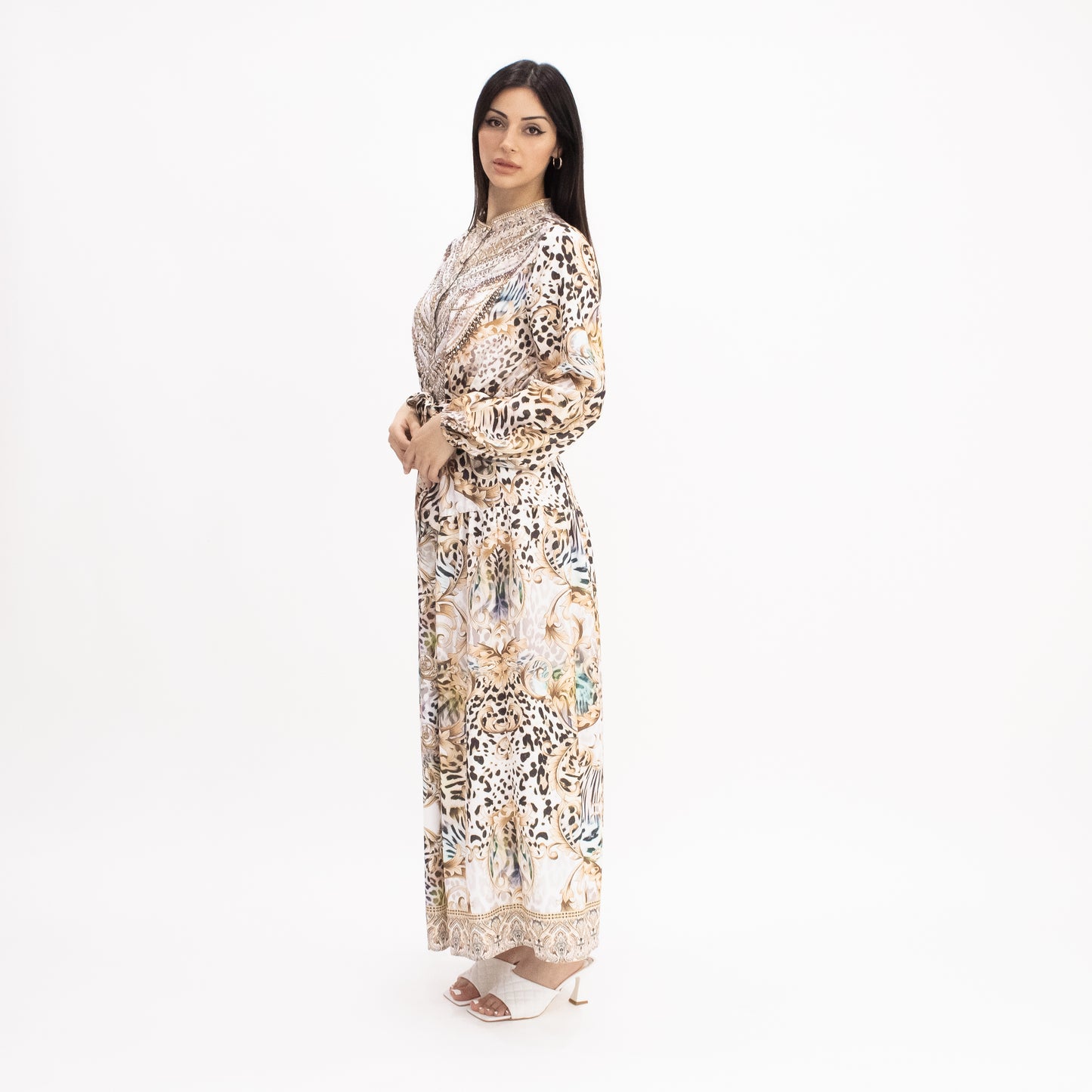 Printed buttoned maxi dress