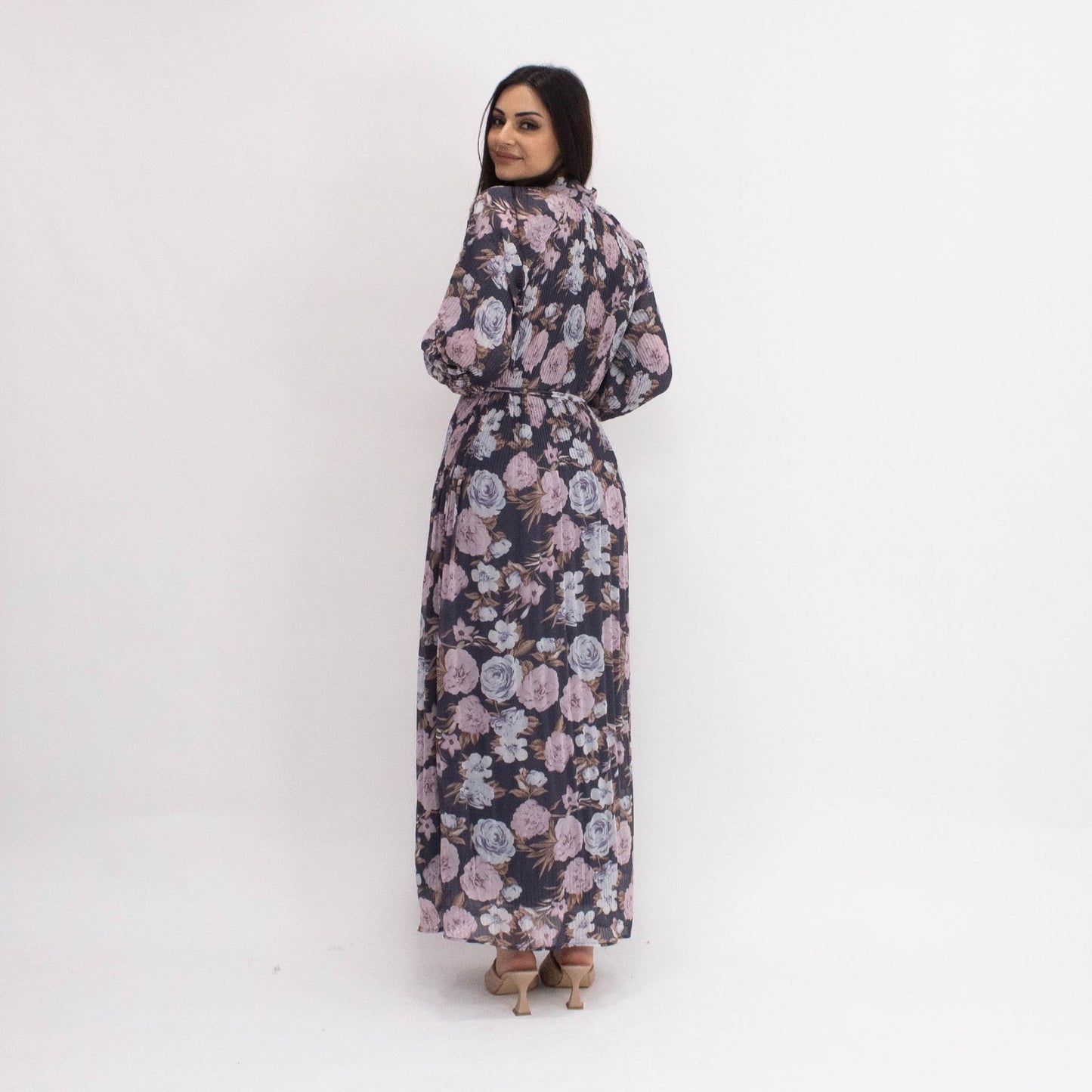 Navy Pastel Rose Dress