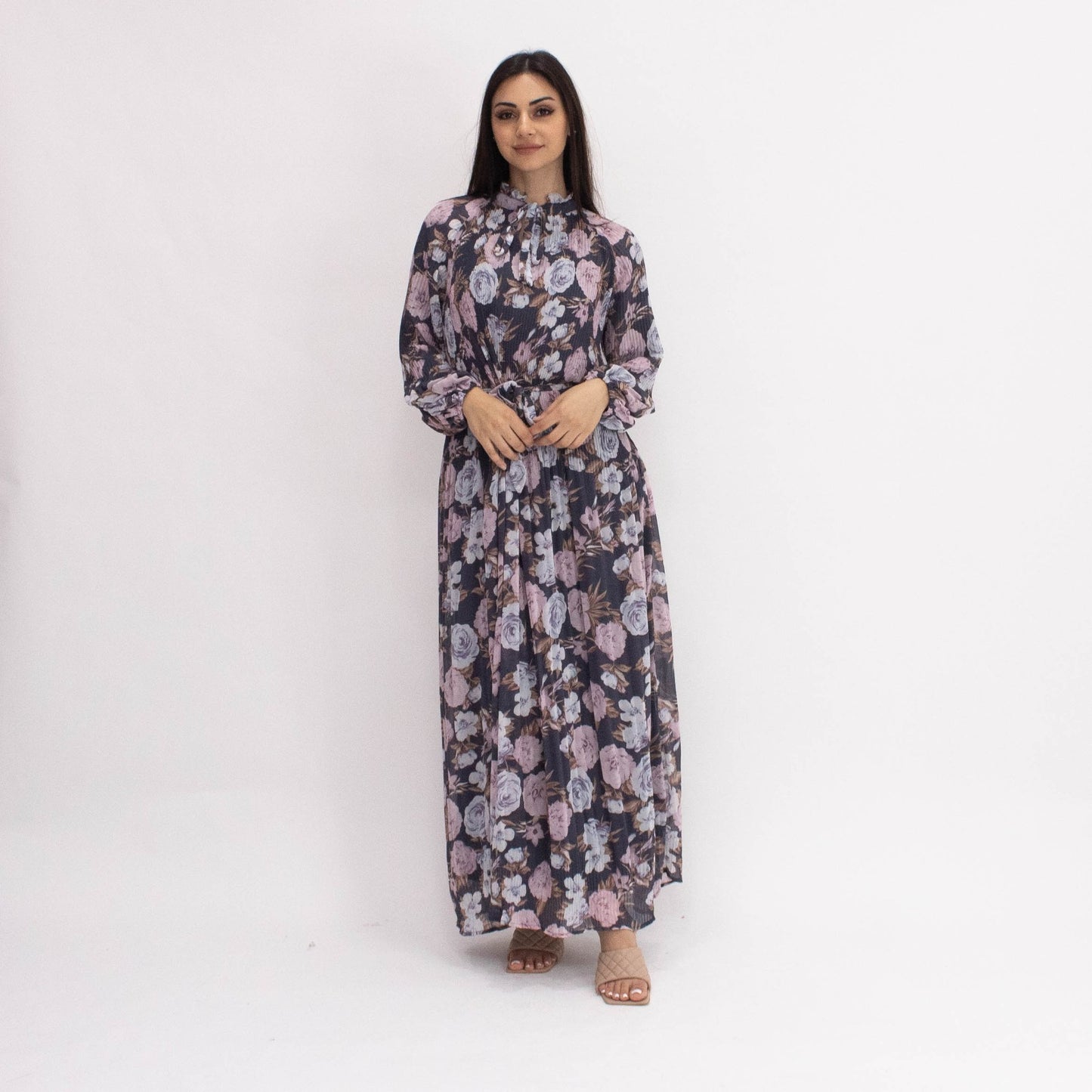 Navy Pastel Rose Dress