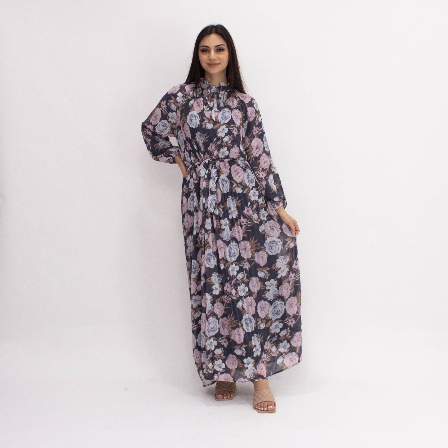 Navy Pastel Rose Dress