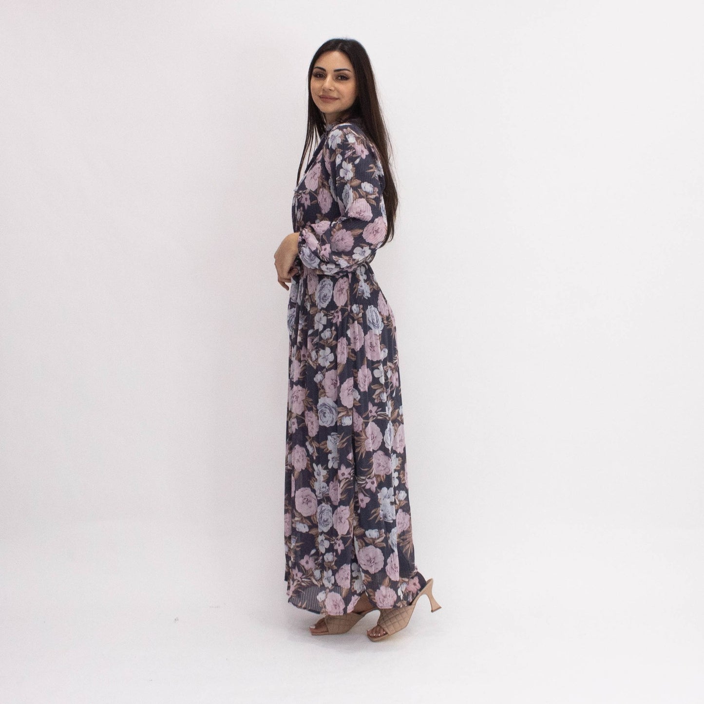 Navy Pastel Rose Dress