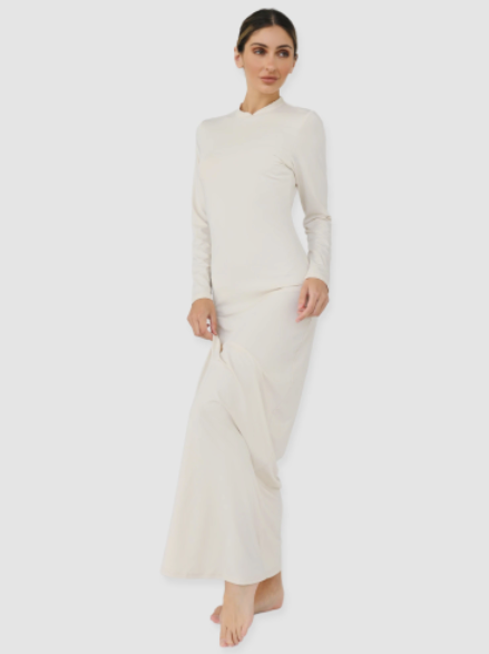 Luxe Slip Dress Low Neck - Sand