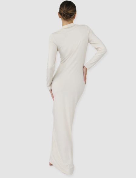 Luxe Slip Dress Low Neck - Sand