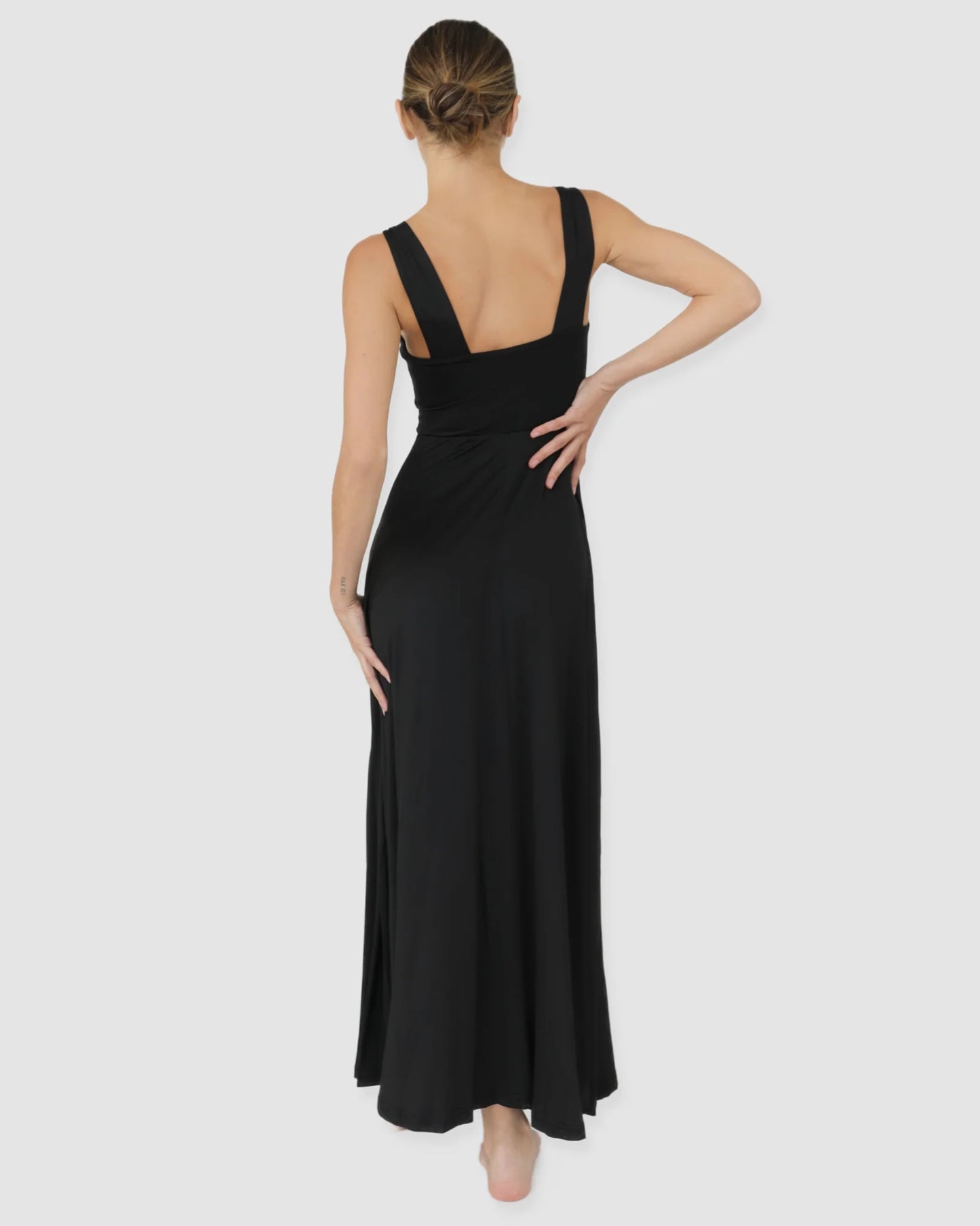 Luxe box neck slip dress- Midnight
