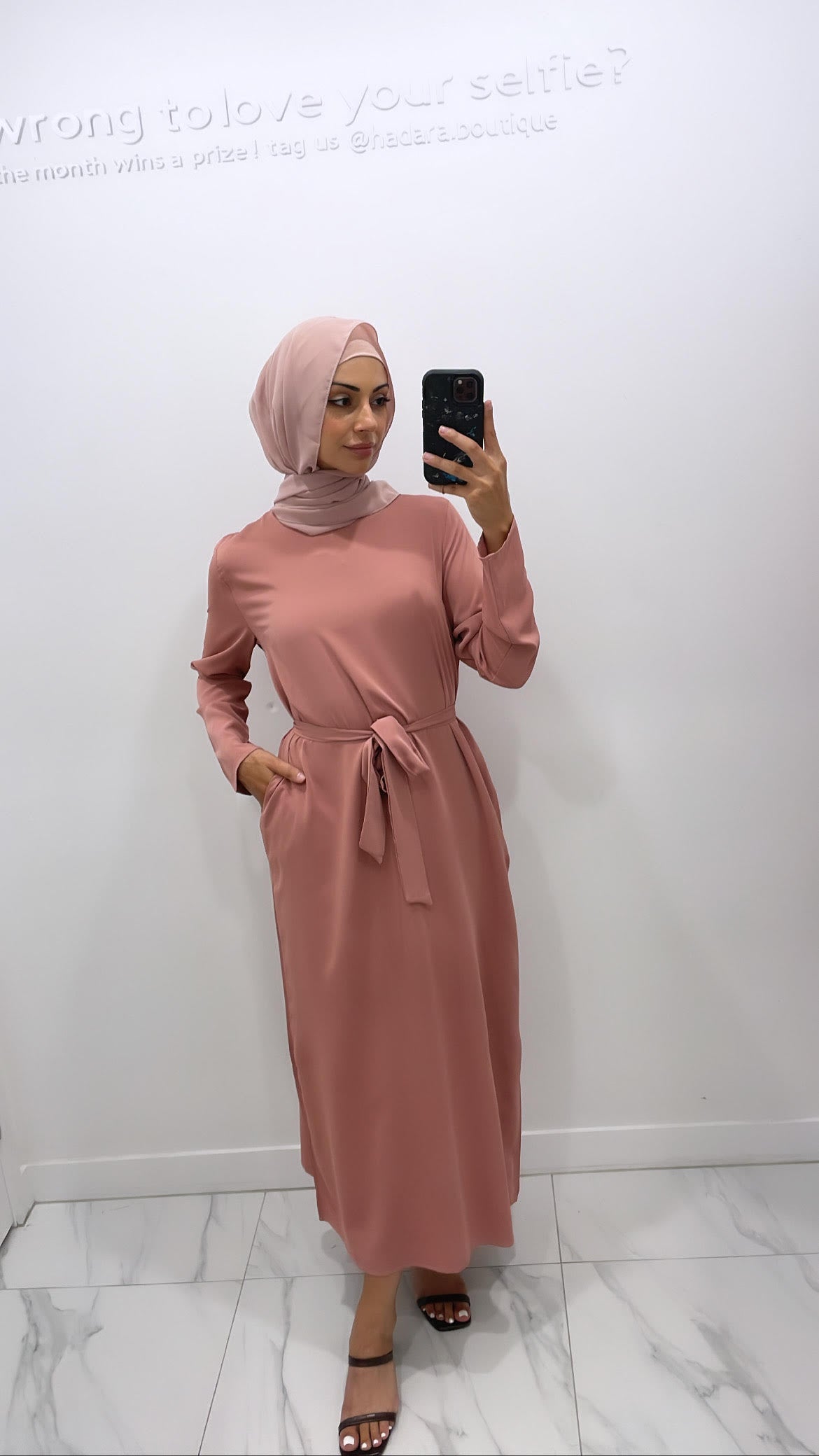 Saffa Abaya Open Sleeve - Blush