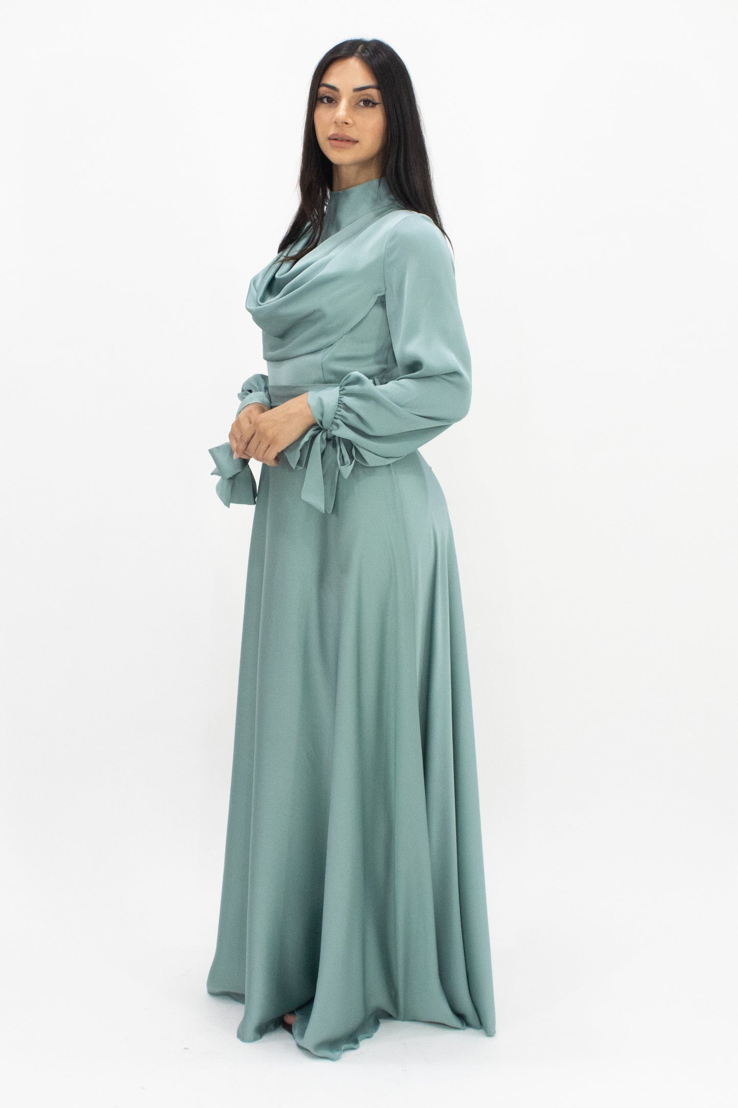 Mariam Satin Gown - Teal