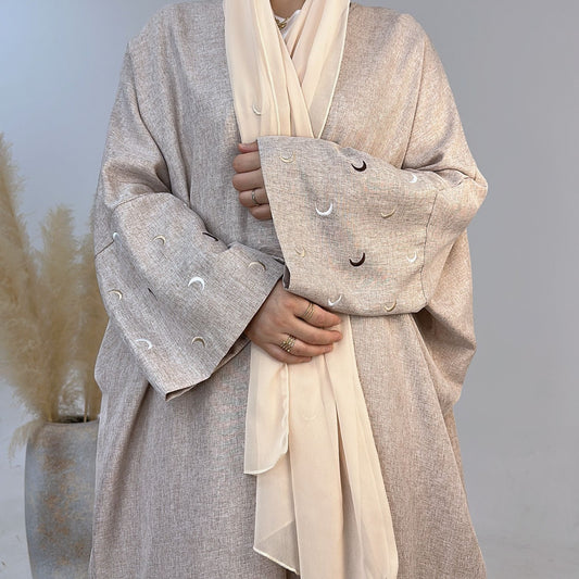 Qamar Abaya with Matching Hijab - Beige