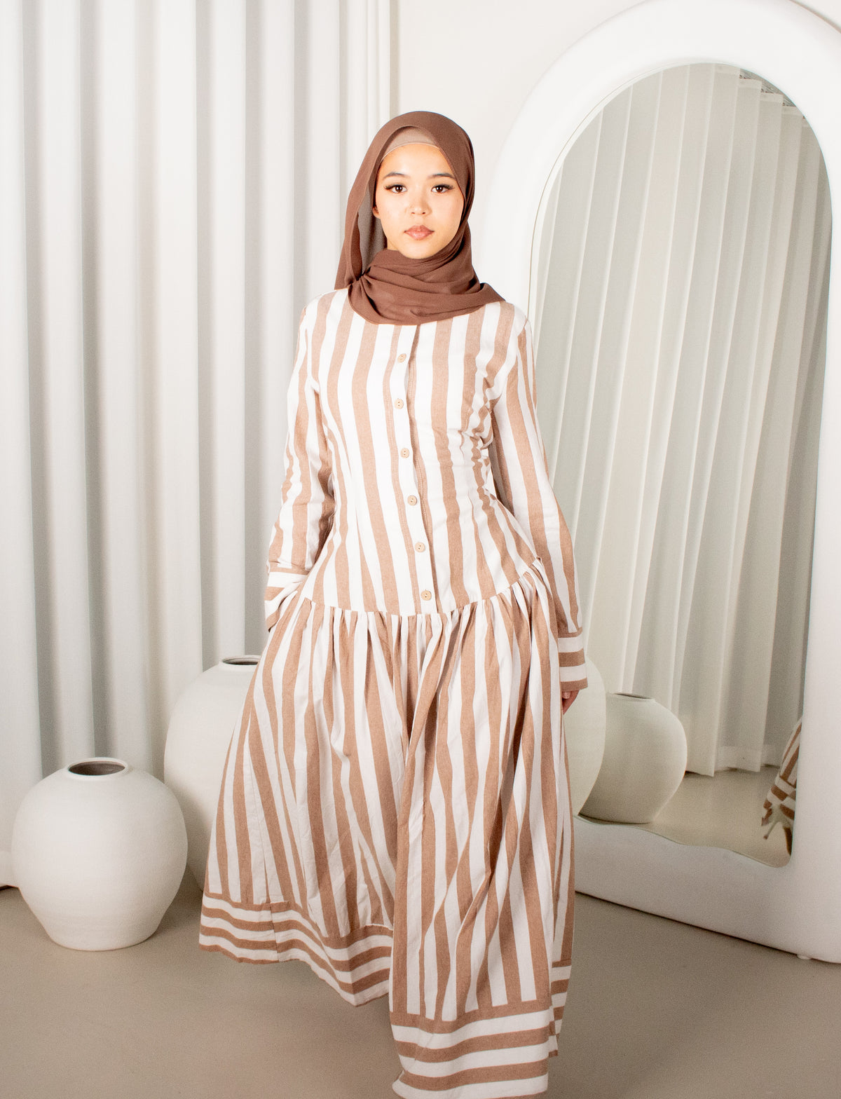 Hadara Rosticil Neira Dress- Beige – Hadara Boutique