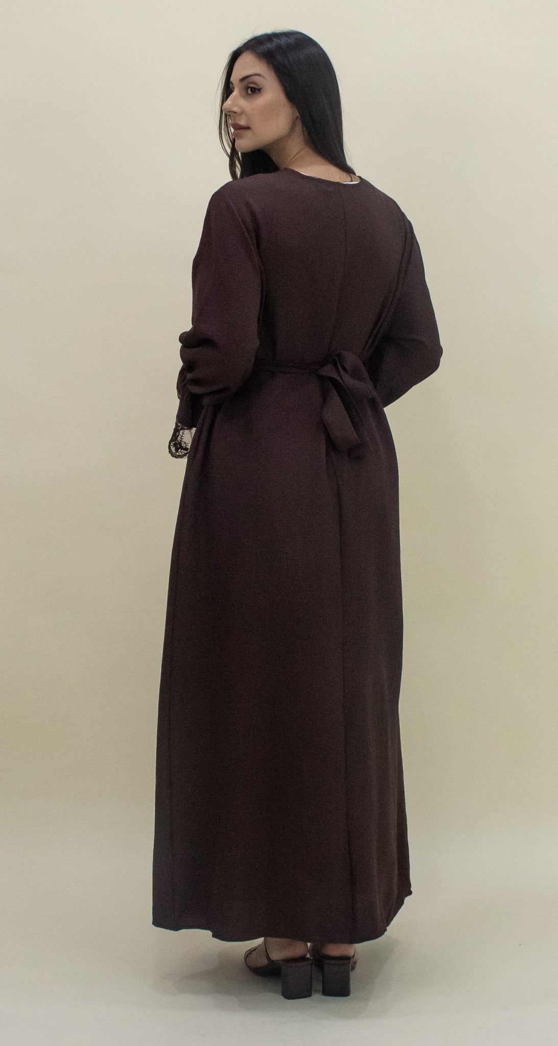 Lace Abaya - Chocolate Brown