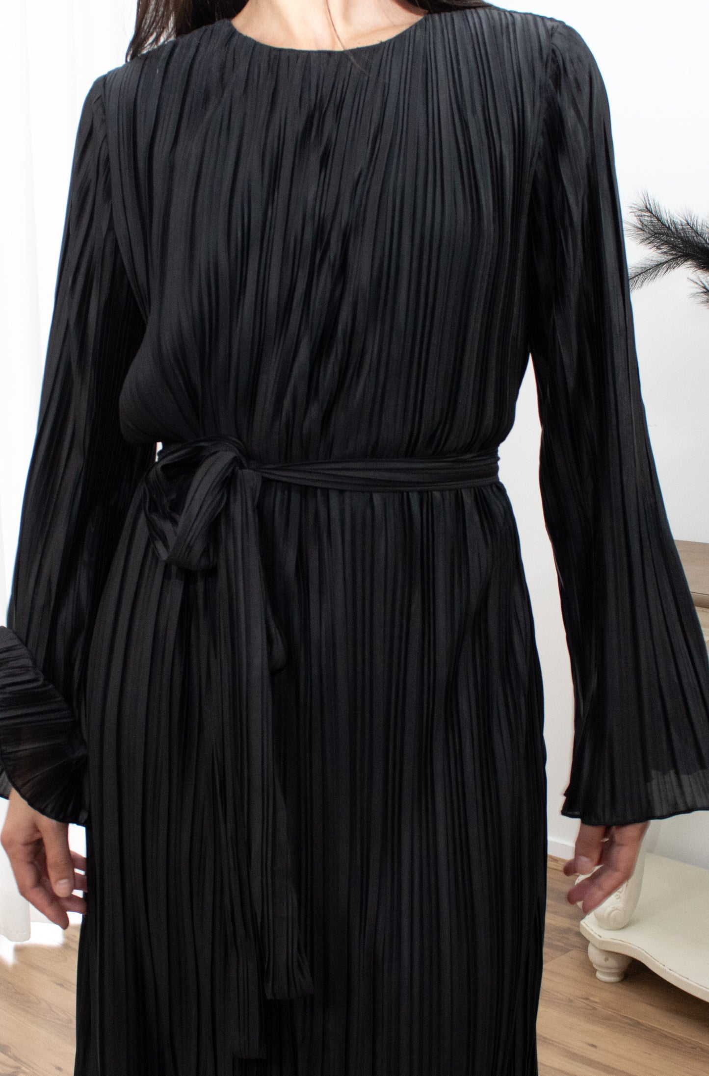 Tina Pleated Dress - Black