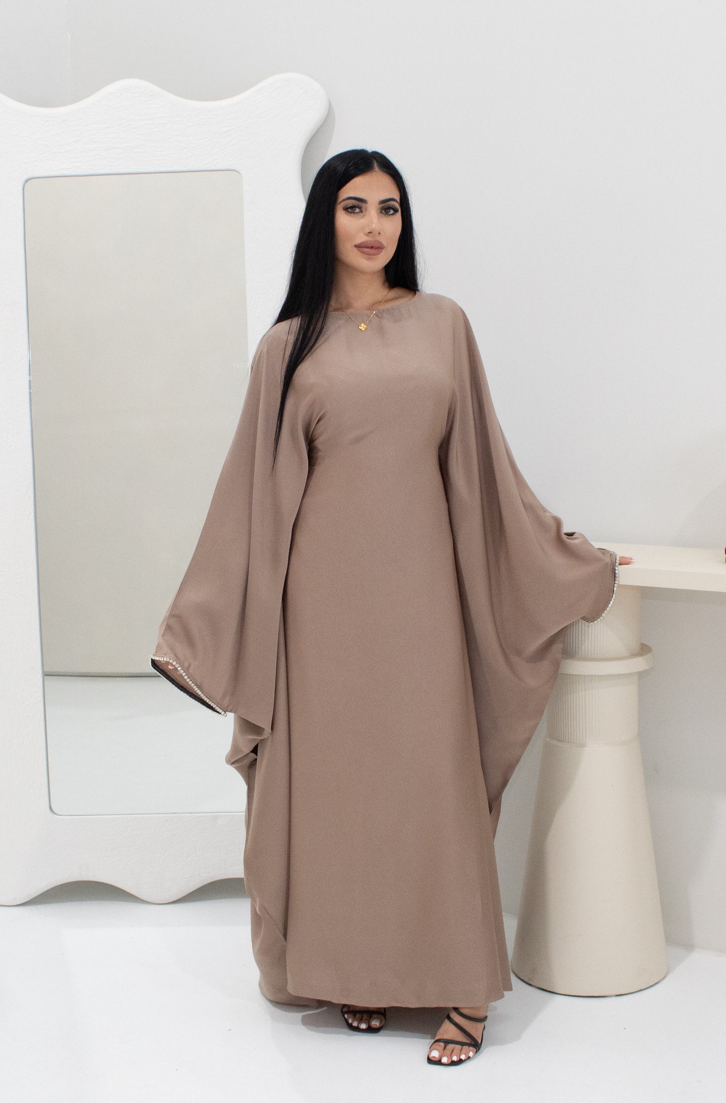 Diamonte Abaya - Mocha