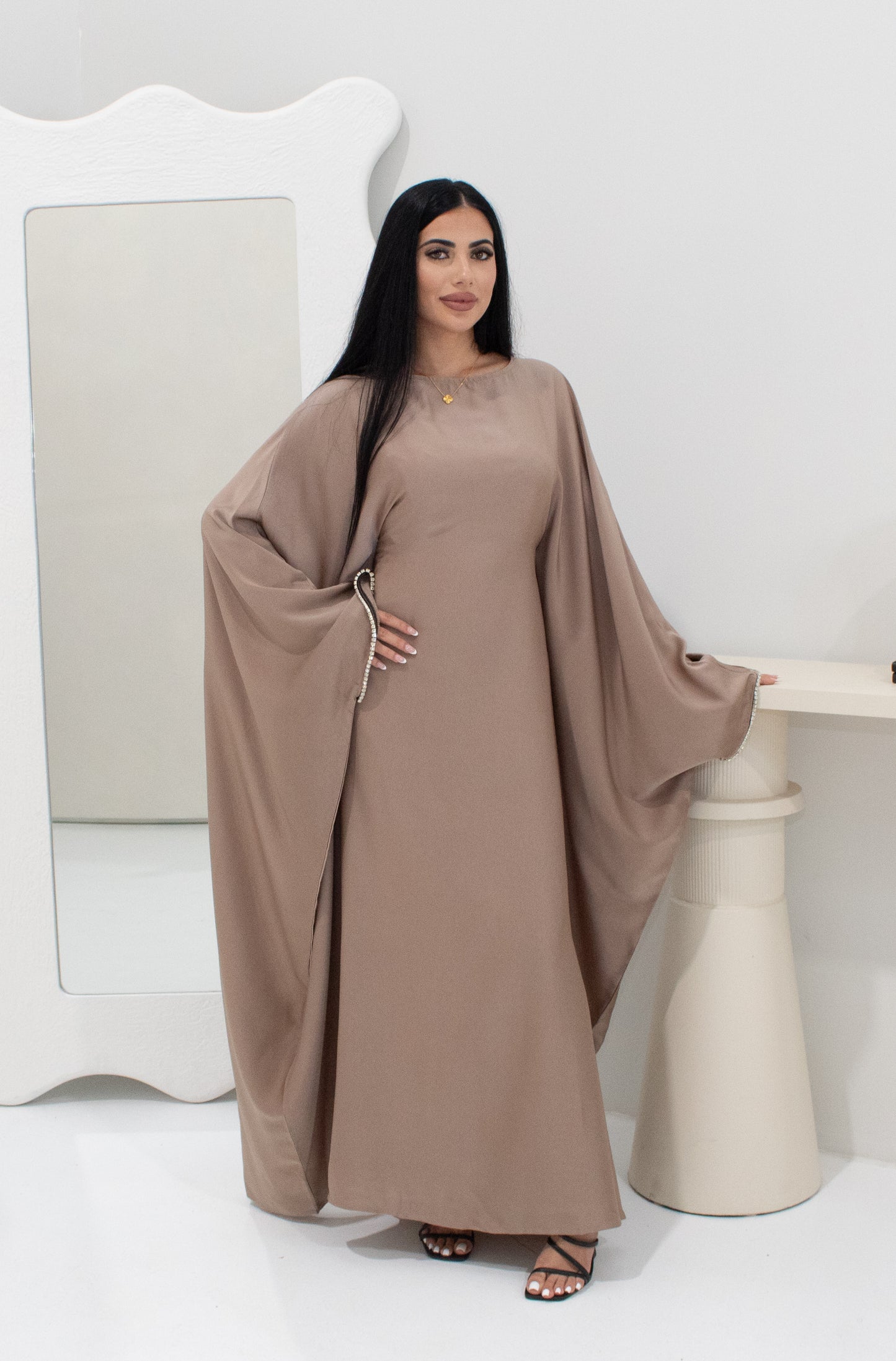 Diamonte Abaya - Mocha