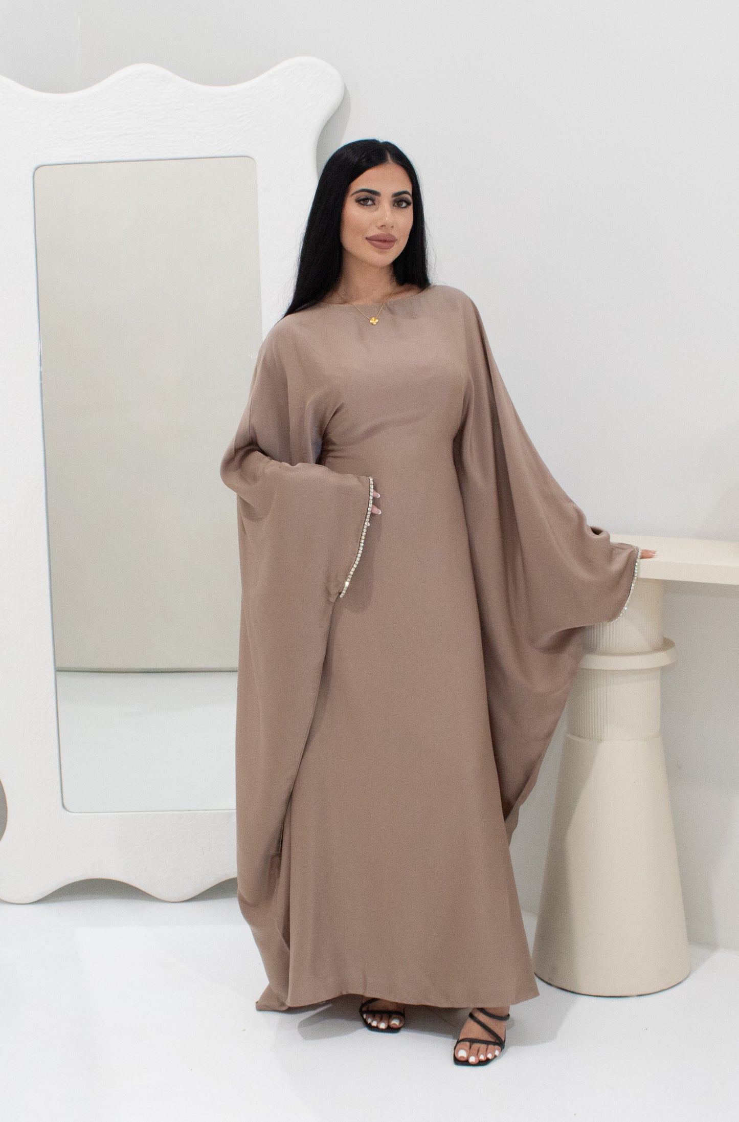 Diamonte Abaya - Mocha