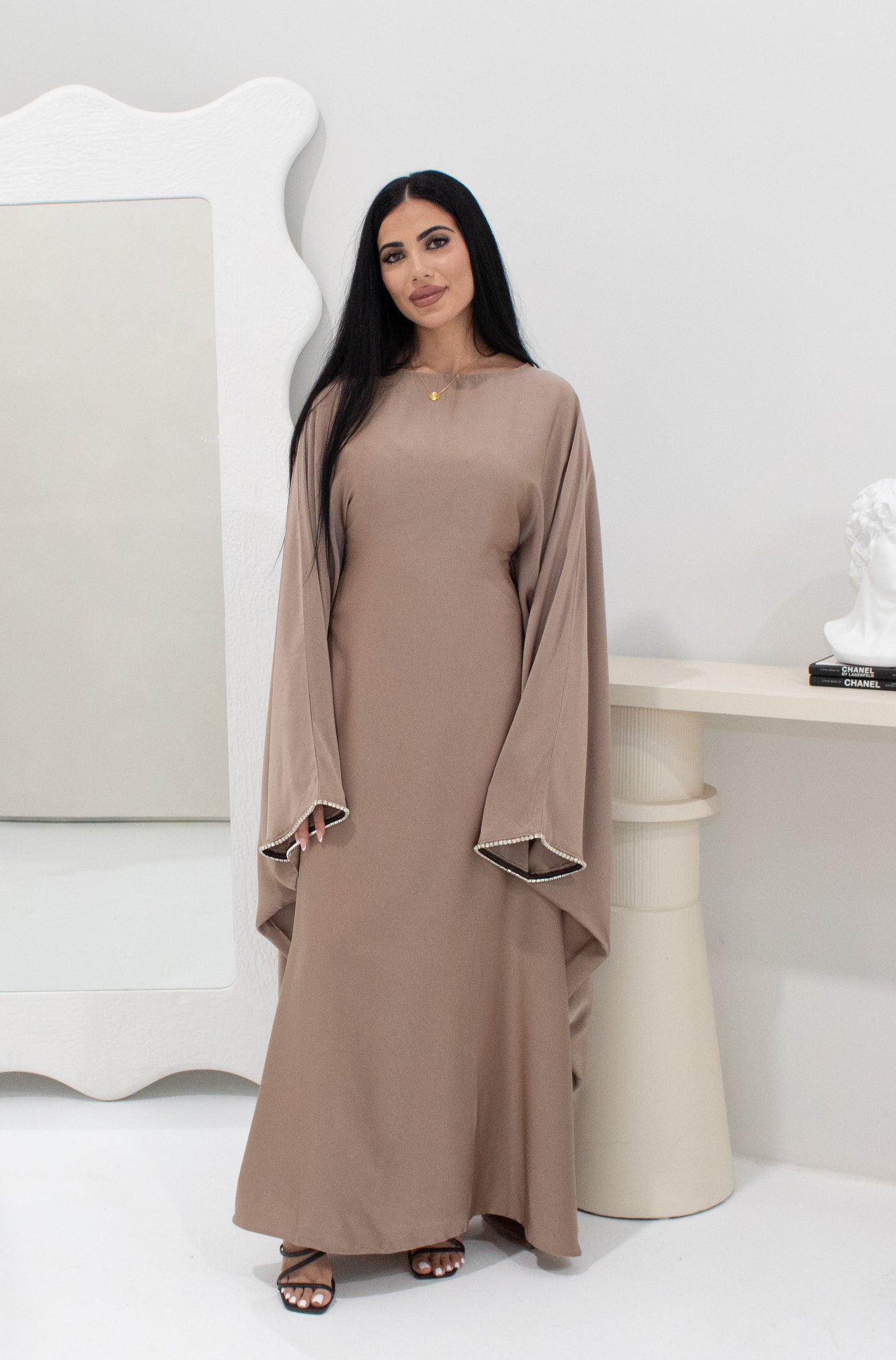 Diamonte Abaya - Mocha