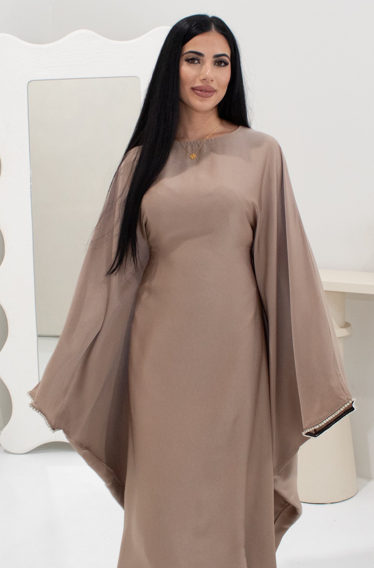 Diamonte Abaya - Mocha