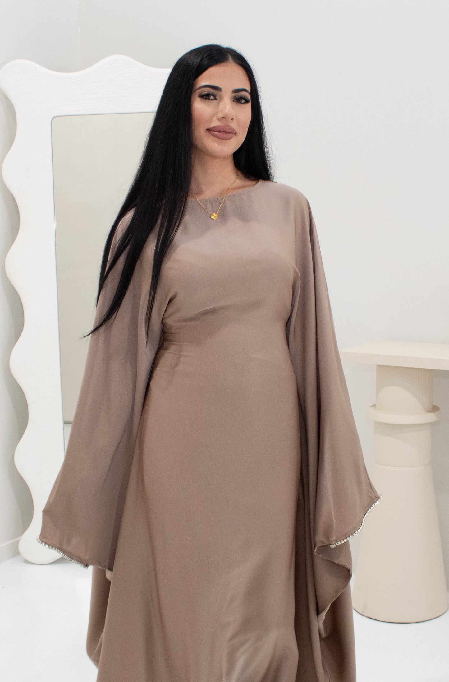 Diamonte Abaya - Mocha