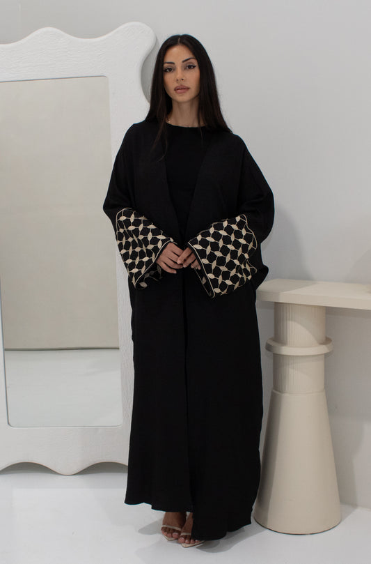 Badam Open Abaya - Black