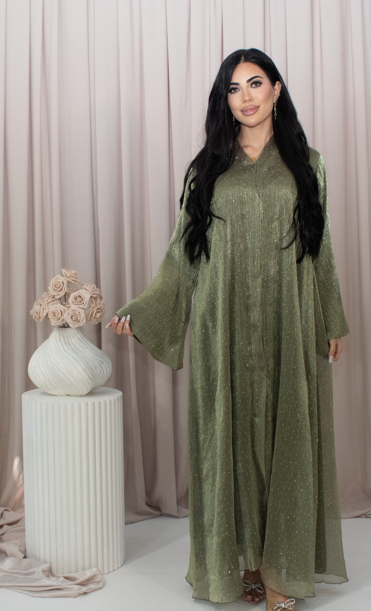 Hadara Rosticil Balaq Abaya - Olive – Hadara Boutique