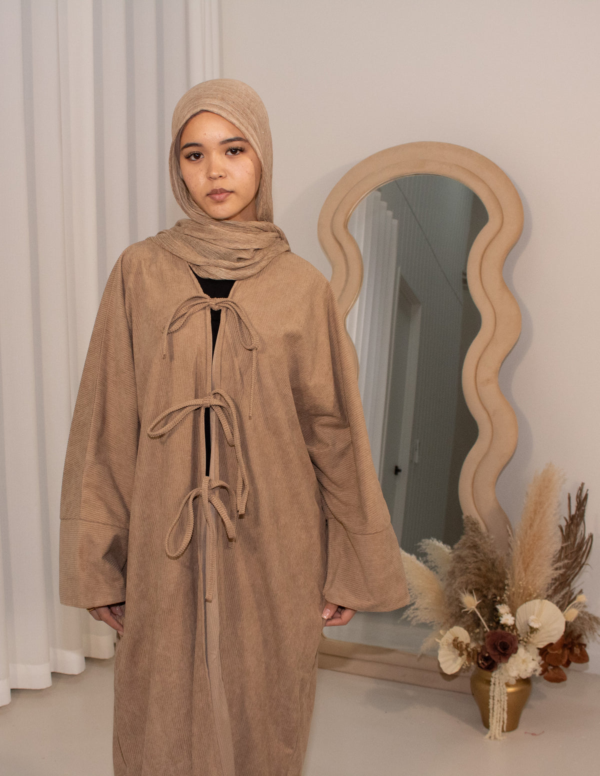Hadara Rosticil Corduroy Bow Cardigan - Brown – Hadara Boutique