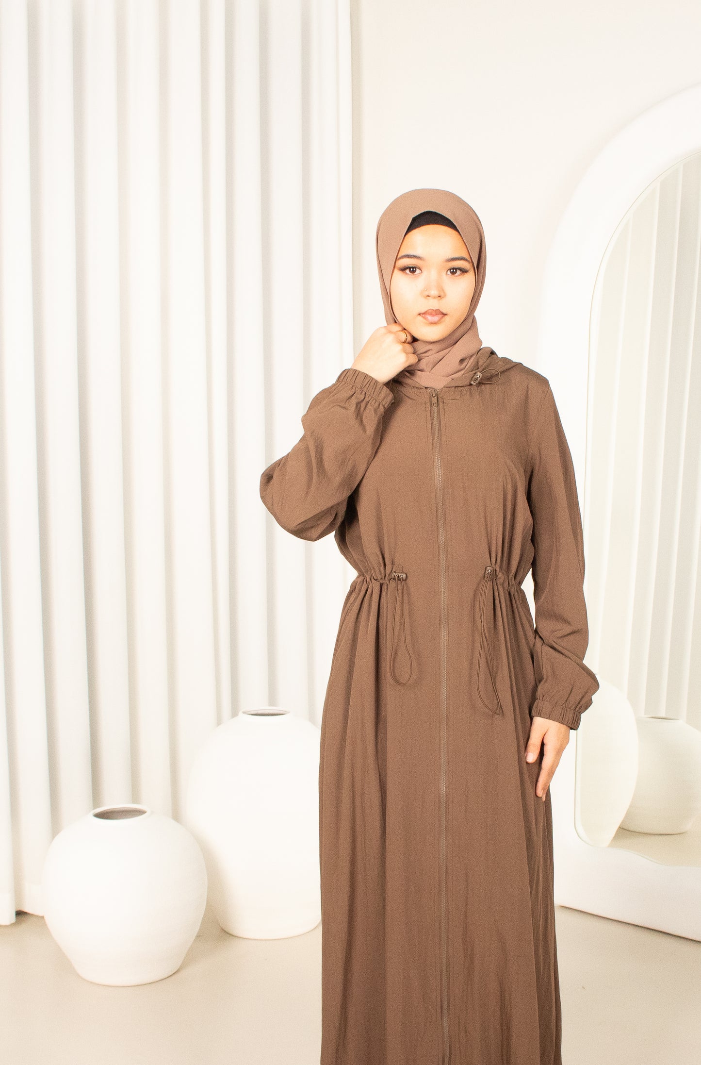 Rumi Drawstring Jacket - chocolate