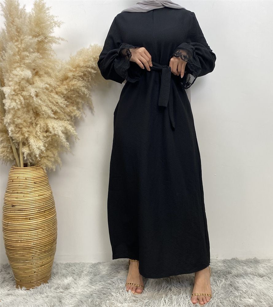 Lace Abaya - Black