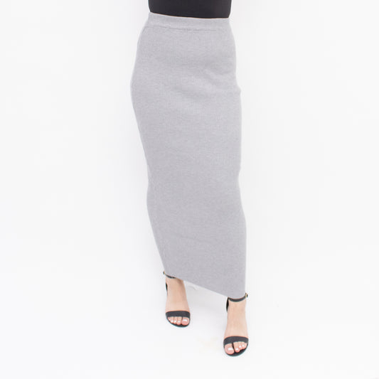 Grey Ribbed Skirt