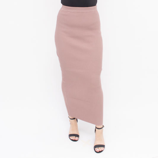 Dusty Pink Ribbed Skirt