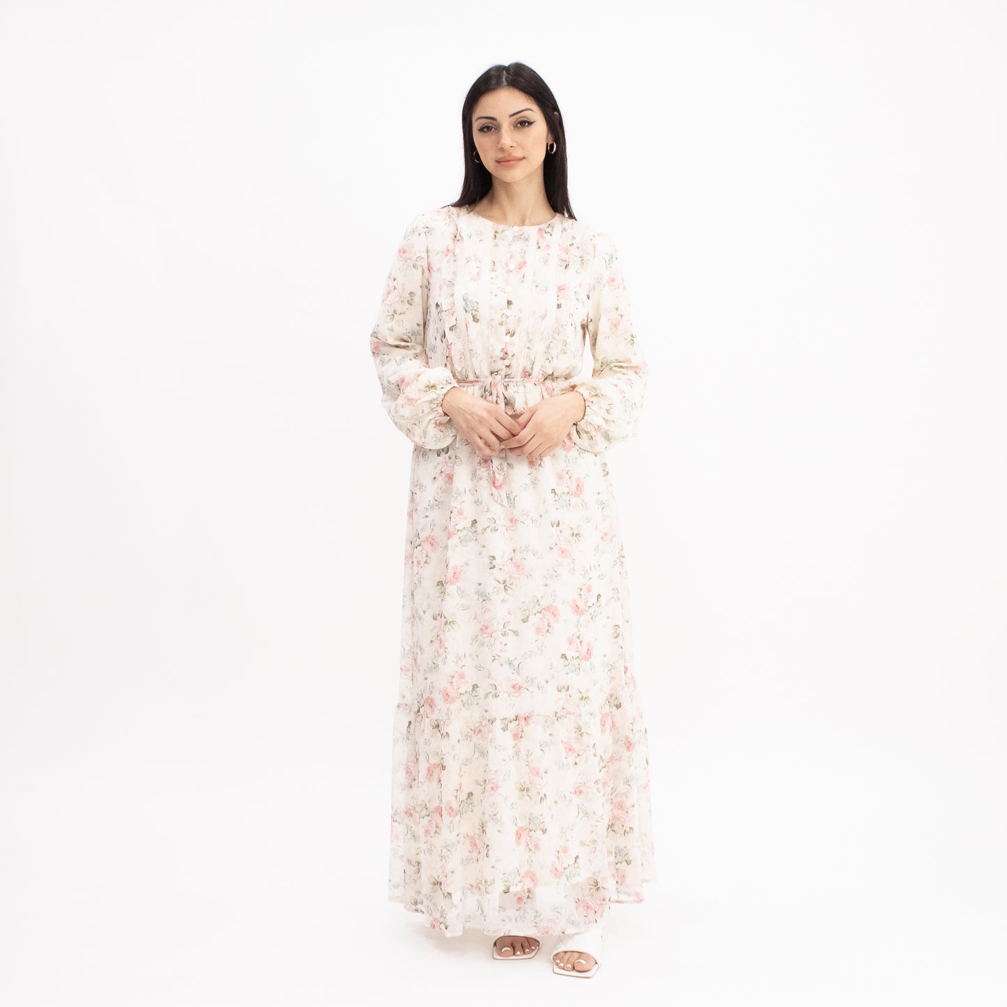 Off-white floral maxi dress
