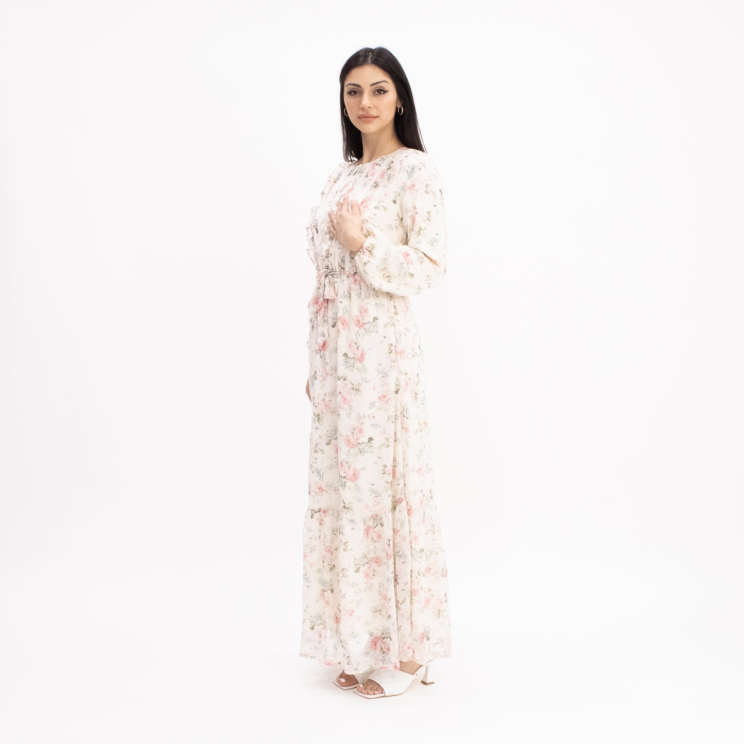 Off-white floral maxi dress