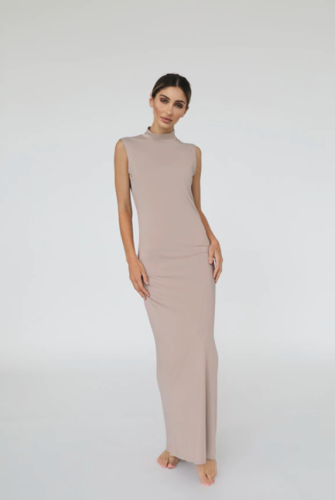 Luxe Sleeveless Slip Dress - Fawn