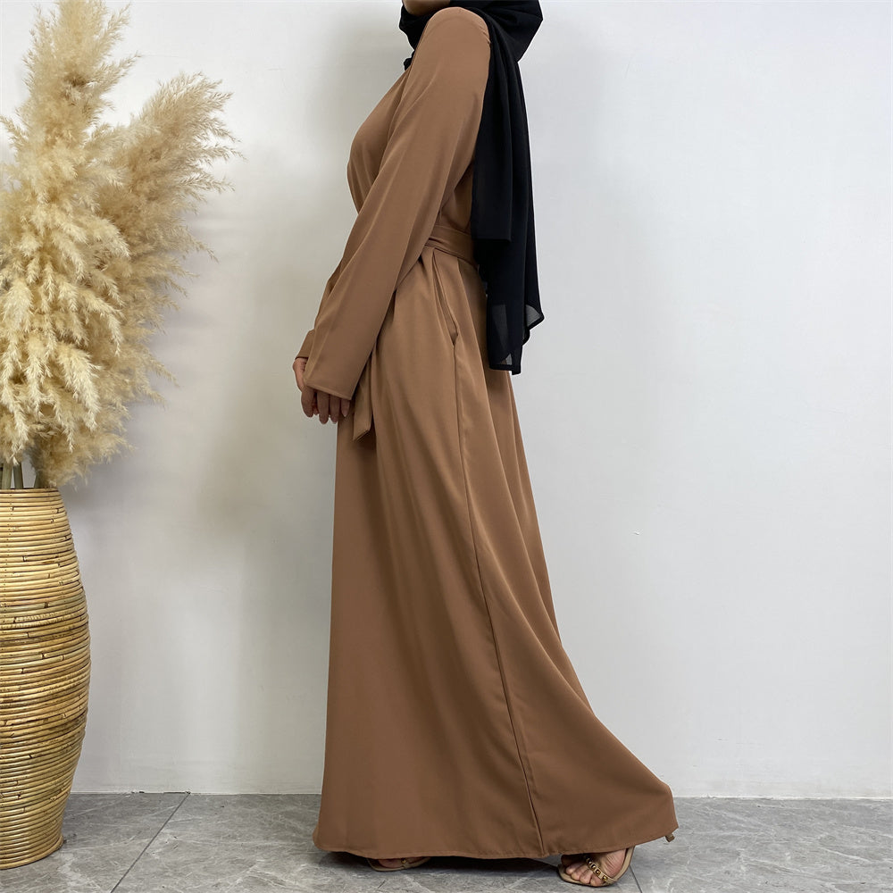 Saffa Abaya Open Sleeve - Brown